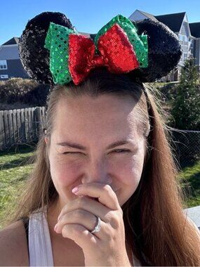 Disney | Red & Green Sequin Minnie Mouse Ears Headband | One Size